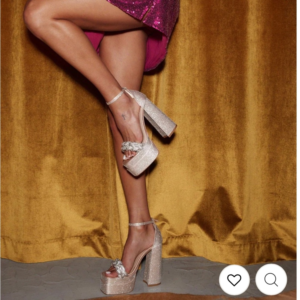 12TH TRIBE AZALEA WANG HAYLEY NUDE GLITTER PLATFORM HEEL